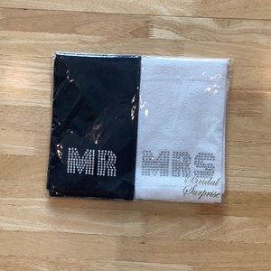 Mr & Mrs Rhinestone Cotton Napkin Set - Black and White